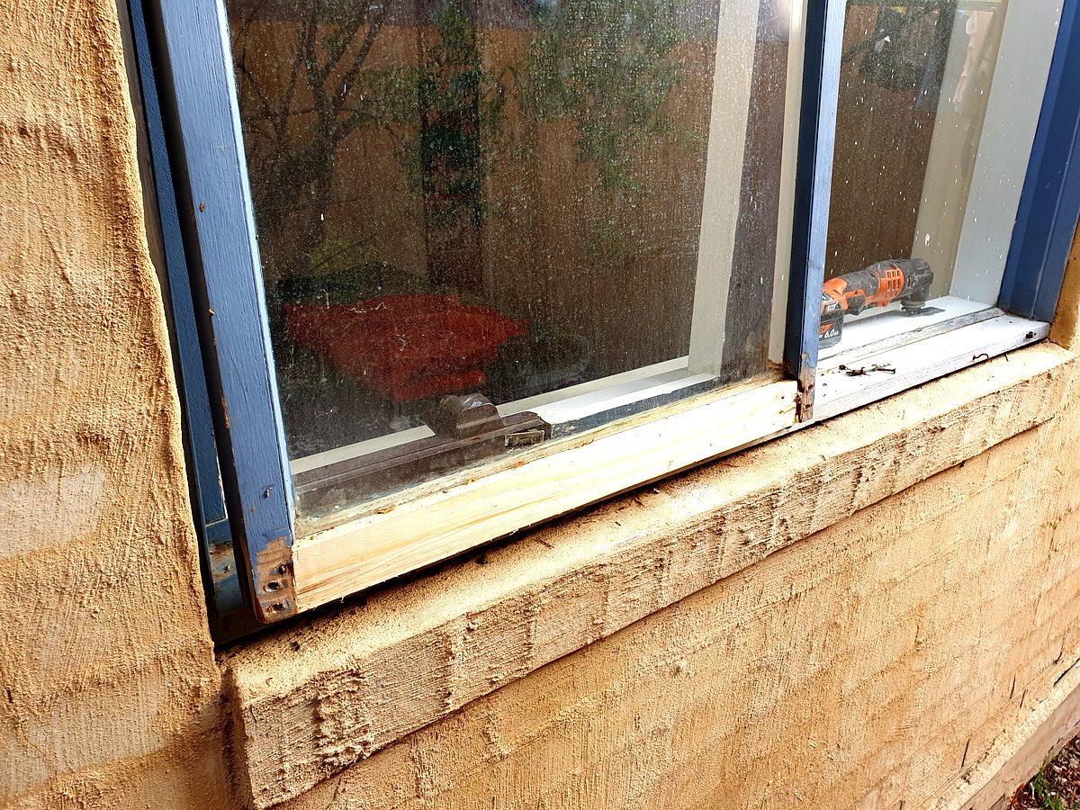 New treated pine sill installation